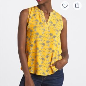 Papermoon Yellow Floral Split Neck Sleeveless Camisole